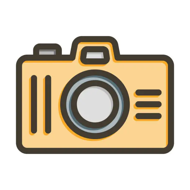 Vector illustration of Photo Camera Thick Line Filled Colors For Personal And Commercial Use.