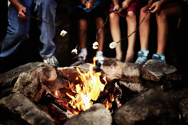 Around the campfire  summer camp photos stock pictures, royalty-free photos & images