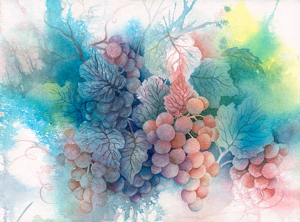 夏のブドウ - ブドウの葉点のイラスト素材／クリップアート素材／マンガ素材／アイコン素材