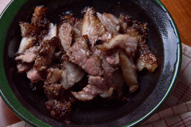 The grilled fatty pork neck stock photo