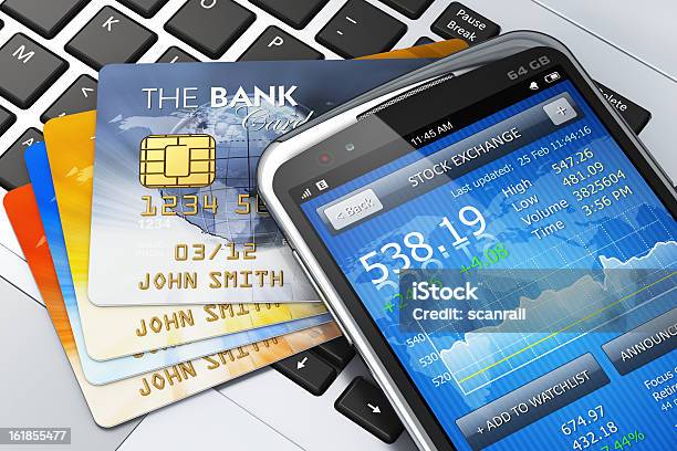 Mobile Banking And Finance Concept Stock Photo - Download Image Now - Bank - Financial Building, Banking, Business