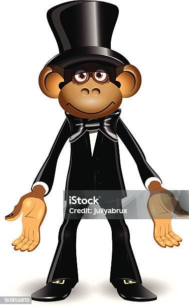 Ilustración de Mono En Un Sombrero De Copa y más Vectores Libres de Derechos de Mono - Primate - Mono - Primate, Sombrero de Copa, Actuación - Representación