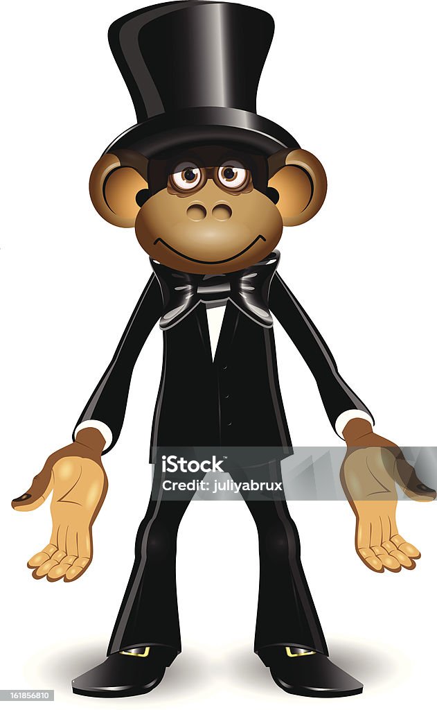 Singe dans un chapeau - clipart vectoriel de Haut-de-forme libre de droits