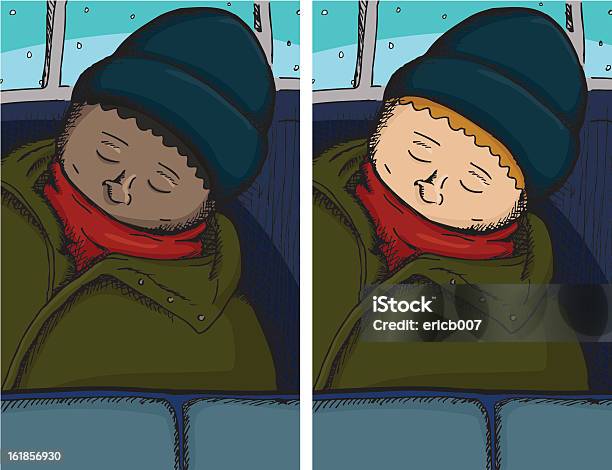 Person Asleep On Bus Stock Illustration - Download Image Now - Adult, Bad Posture, Boys