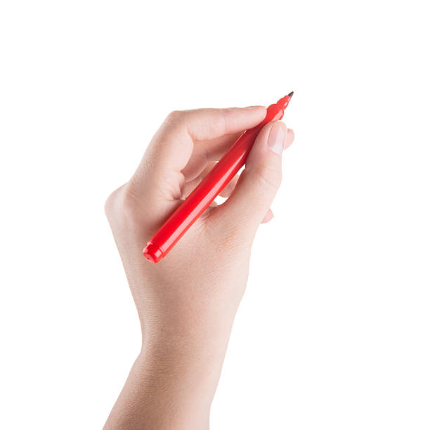 hand writing with marker stock photo