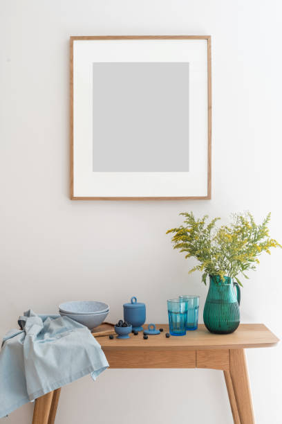 wood desk, kitchenware and modern home decor