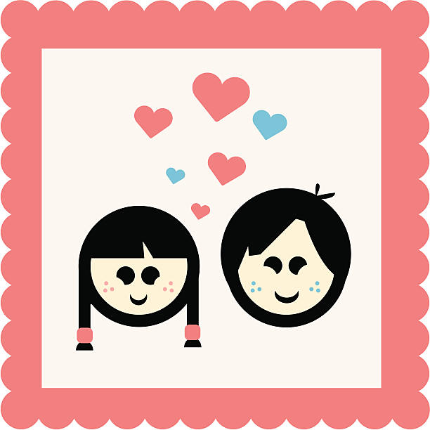 Childhood Sweethearts vector art illustration