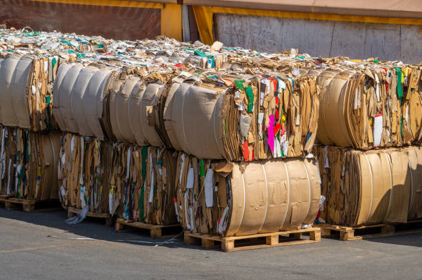 View of a stack of recycled paper