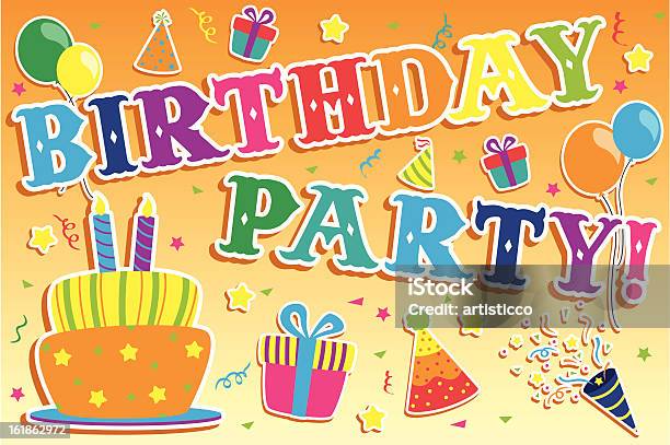 Birthday Party Invitation Stock Illustration - Download Image Now - Balloon, Birthday, Birthday Cake