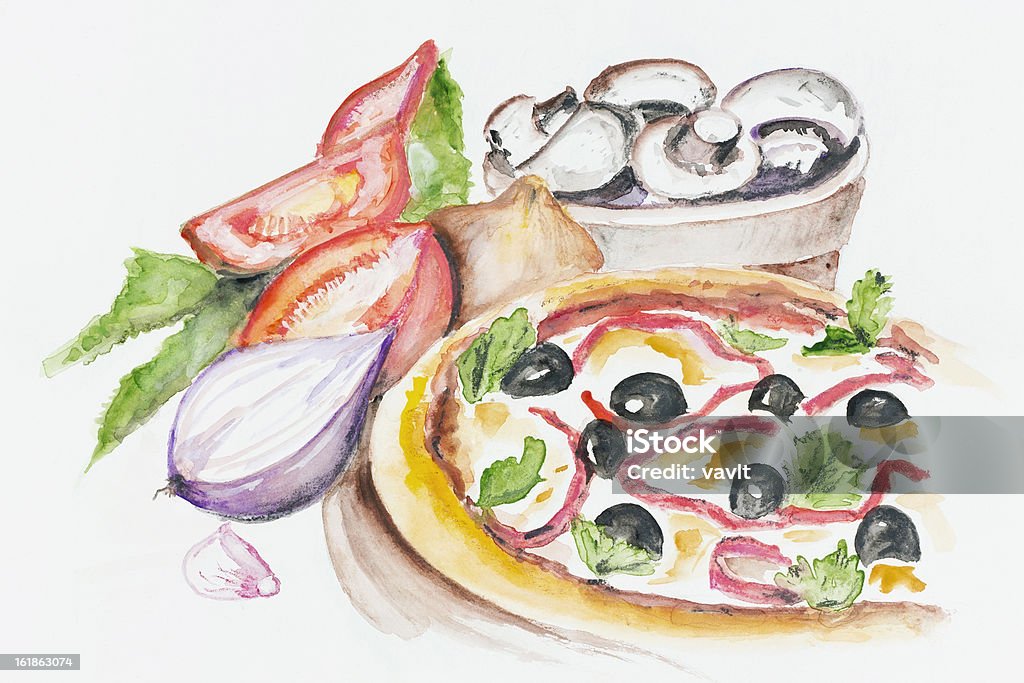 Pizza margherita - Illustrazione stock royalty-free di Bianco