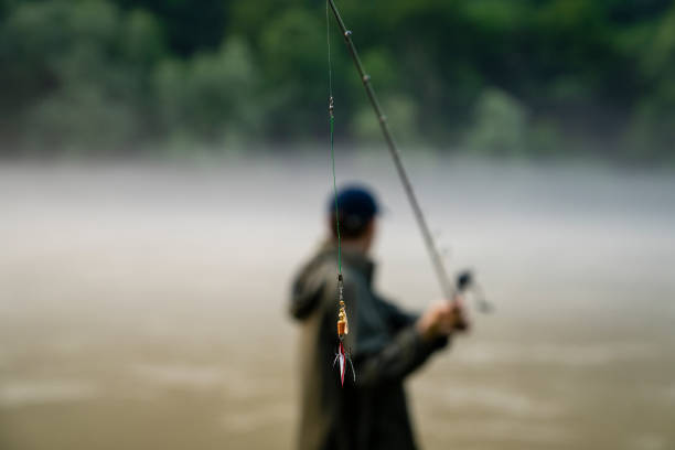 Man fishing on the mountain river