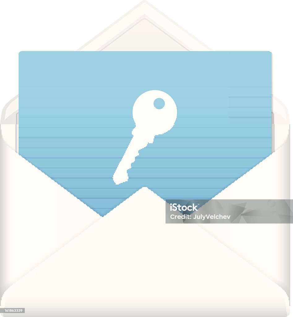 envelope com chave símbolo - Vetor de Azul royalty-free