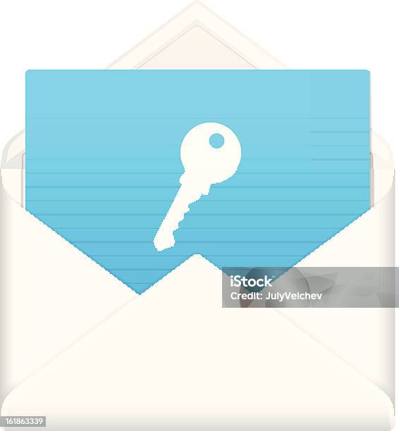 Vetores de Envelope Com Chave Símbolo e mais imagens de Azul - Azul, Branco, Caderno de Anotação