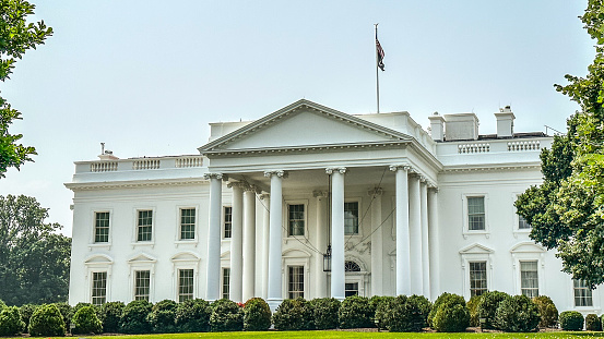 View of the North Side of the White House With Cloudy Skies