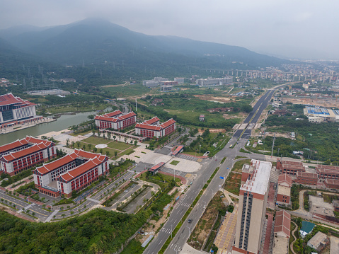 A bird's-eye view of the university town in the suburbs