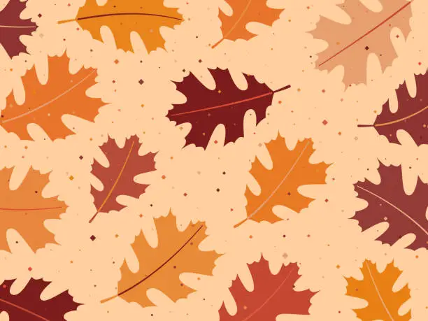 Vector illustration of Modern Autumn Fall Oak Leaf Background