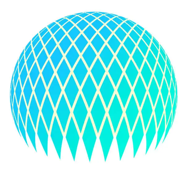 Vector illustration of 3D Ball with half tone pattern