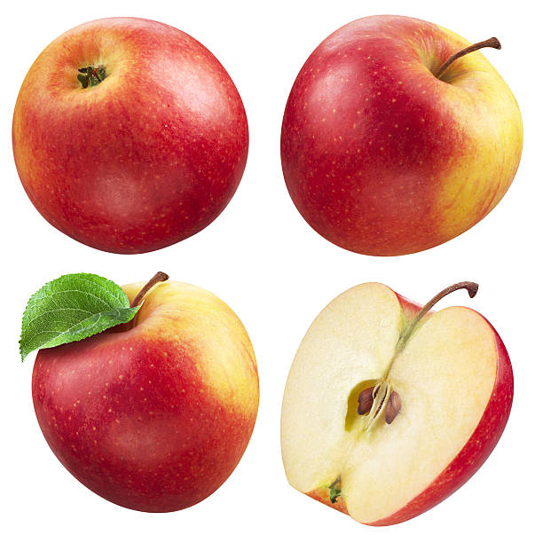 istock Red apple collection. set of fruit isolated on white 161869134