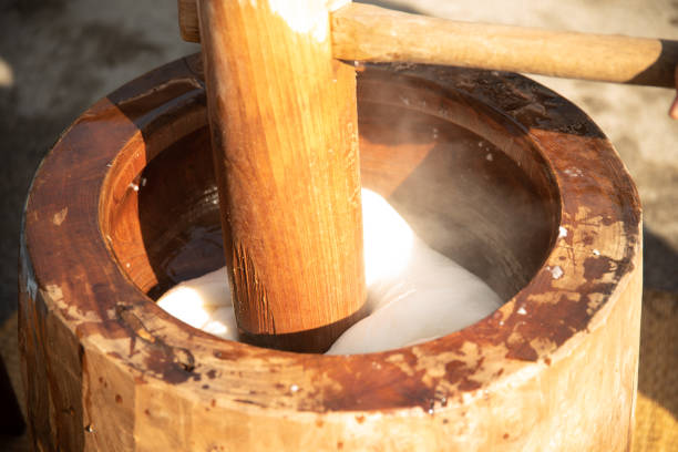 Mochitsuki, rice cake making by traditional style in Tokyo, Japan