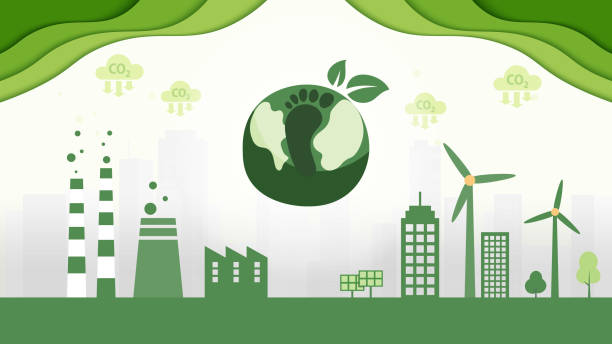 istock Green Eco City and Carbon Footprint concept.Environment and Ecology sustainable development concept. Vector Illustration. 1618767021