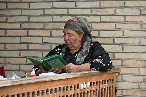 Bukhara, Uzbekistan - April 10, 2023 - The Uzbeks are a Turkic ethnic group native to the wider Central Asian region, being among the largest Turkic ethnic group in the area. They comprise the majority population of Uzbekistan, next to Kazakh and Karakalpak minorities, and are also found as a minority group in Afghanistan, Tajikistan, Kyrgyzstan, Kazakhstan, Turkmenistan, Russia, and China