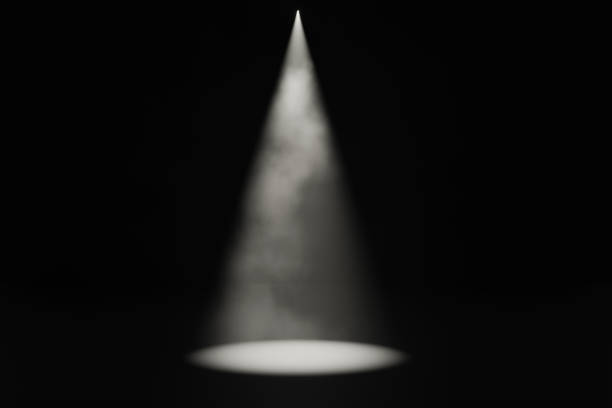 istock Studio room background with focus spotlights dark gray background with spotlights shining concert stage lighting rendering 3d illustration 1618790951