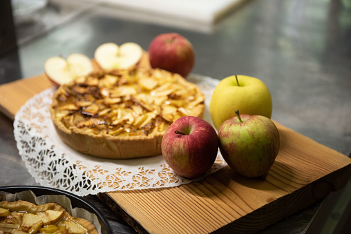 Autumn Apple pie. Ingredients for Apple pie, Charlotte and an empty space for the recipe. Copy space. Autumn mood. High quality photo