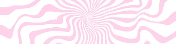 Vector illustration of Pink wavy lines and twirls on a backdrop, reminiscent of 70s epoch, encapsulating a psychedelic aura. Flat vector illustrations isolated