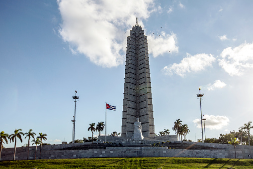 Revolution Square, located in Havana, Cuba, is a significant public space that holds historical, political, and cultural importance. Dominated by the towering José Martí Memorial, the square has been a site for key political events and speeches in Cuban history. It serves as a symbol of the country's revolutionary spirit and features prominent government buildings, including the Ministry of the Interior. Revolution Square's vast open expanse has hosted rallies and gatherings, reflecting Cuba's political evolution and its leaders' ideologies. This iconic square encapsulates Cuba's revolutionary legacy and continues to be a focal point of national identity and public discourse.

This picture captures José Martí Memorial.