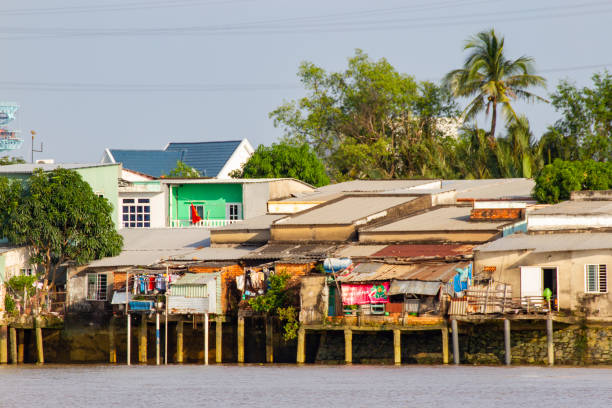 Ho Chi Minh City, Vietnam - ‎November 7, 2020 : View Of Slum Area On Riverside.