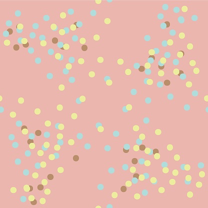 Vector yellow pink blue dots circles spots confetti pastel seamless pattern. Spotted colorful print background. Perfect for fabric, wallpapers, nursery prints.