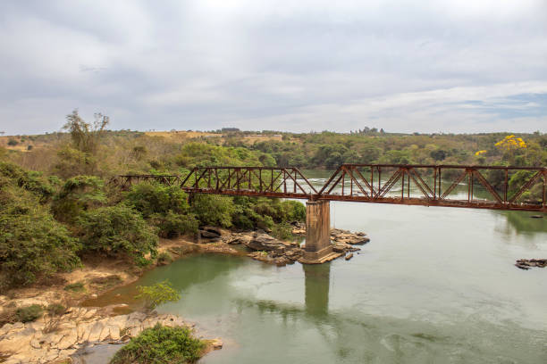 istock Landscape with the old iron bridge. 1618891340