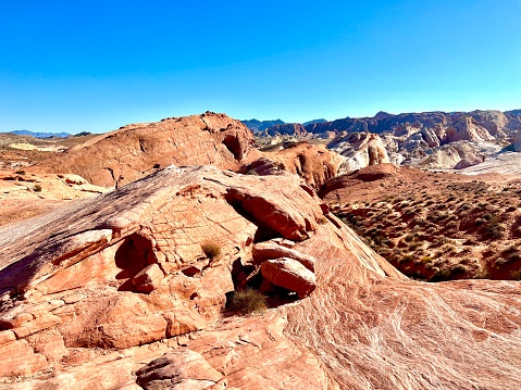 Beautiful red sandstone rock structure - Valley of Fire State Park - Nevada