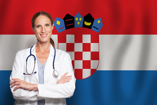 Croatian general practitioner doctor gp on the flag of Croatia