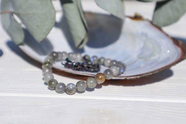 istock Bracelet from labradorite beads. Jewelry made from natural minerals. 1618934310