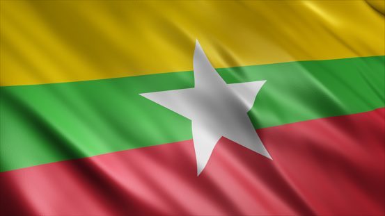 Myanmar National Flag, High Quality Waving Flag Image