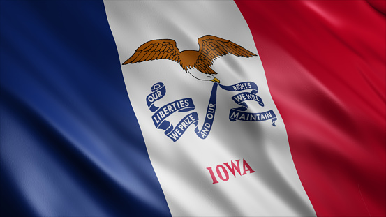 Iowa State (USA) Flag, High Quality Waving Flag Image