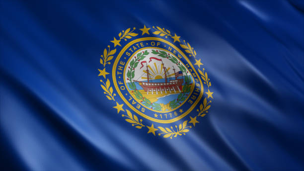 New Hampshire State (USA) Flag, High Quality Waving Flag Image