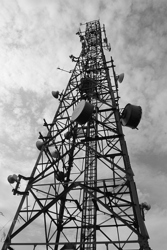 Transmitter Tower against cloudy sky, Isle of Bute.