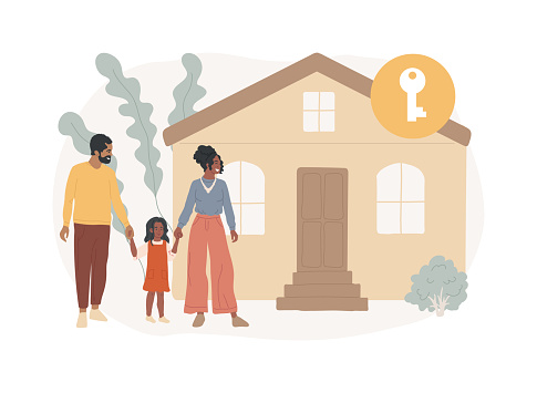Family house isolated concept vector illustration. Single-family detached home, family house, single dwelling unit, townhouse, private residence, mortgage loan, down payment vector concept.