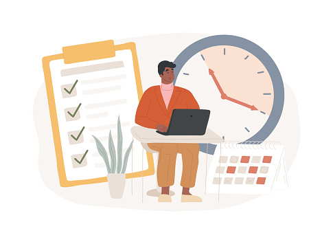 Time management isolated concept vector illustration. Time tracking tool, management software, effective planning, productivity at work, clock, control system, project schedule vector concept.