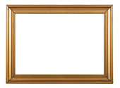 Empty wooden photo frame on white background