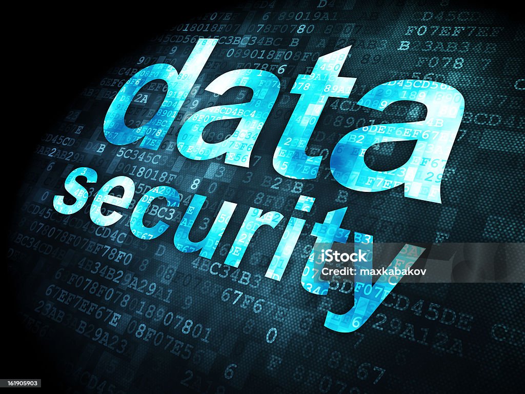 Safety concept: data security on digital background Security concept: pixelated words data security on digital background, 3d render Abstract Stock Photo