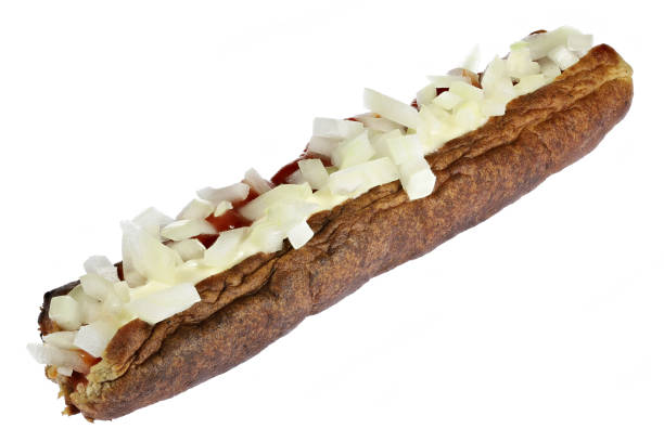 Dutch frikandel speciaal Dutch frikandel speciaal isolated on white background frikandel speciaal stock pictures, royalty-free photos & images