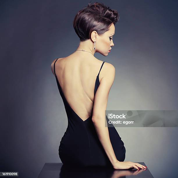 Elegant Lady In Evening Dress Stock Photo - Download Image Now - Rear View, Women, Dress