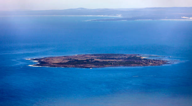 Robben Island or Prison Island in Table Bay, 8 km from the shore.
