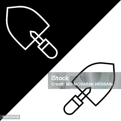 istock Shovel Vector Icon, Lineal style icon, from Agriculture icons collection, isolated on Black and white Background. 1619120458