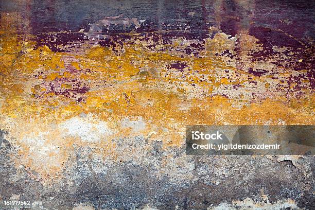 Grunge Colorful Dilapidated Concrete Wall Stock Photo - Download Image Now - Gold Colored, Gray Color, Pattern