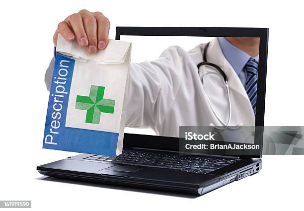 Conceptual Image Of Internet Pharmacy Filling Prescription Stock Photo - Download Image Now