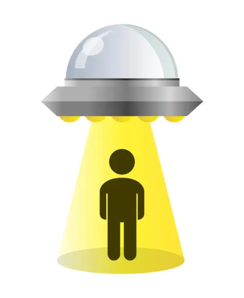 Vector illustration of Person Taken Away by UFO